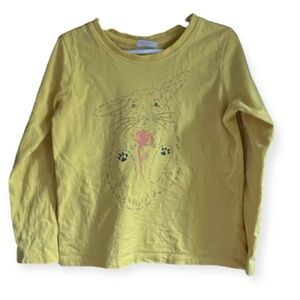 Hanna Andersson Size 110 (5) Sketched Bunny Yellow Long Sleeve Top